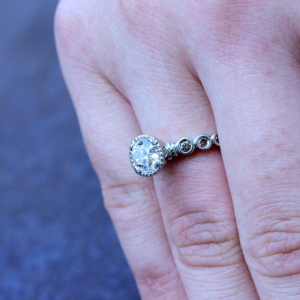 White & Cognac Diamond Ring