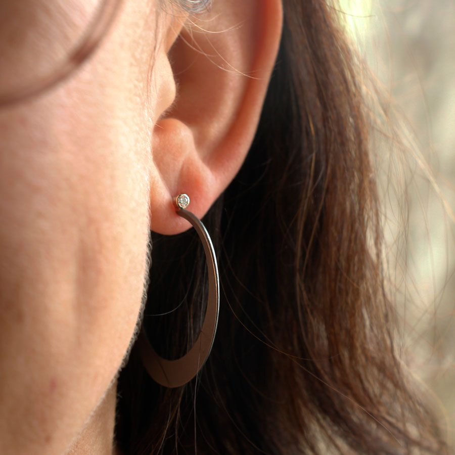 Toby Pomeroy Eco Silver and Diamond Brilliant Eclipse Hoops