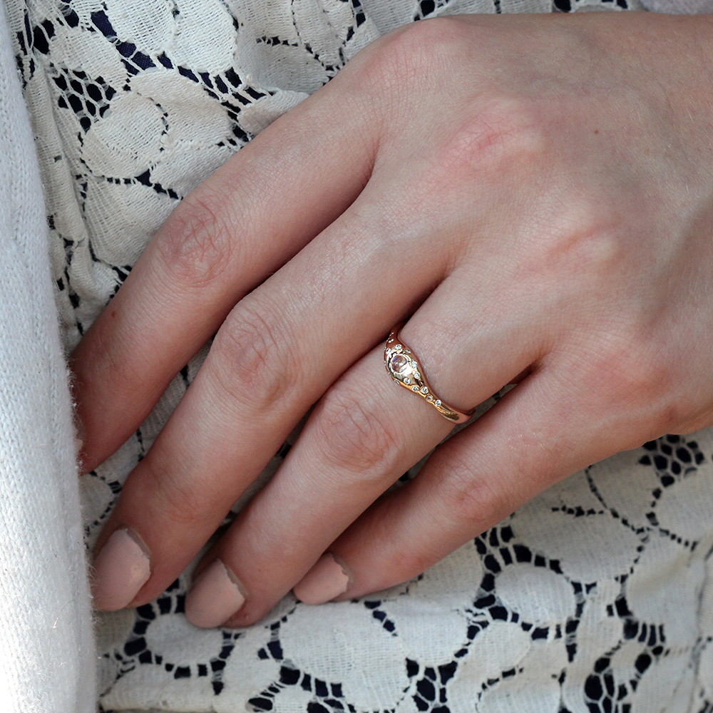 Pippa Jayne Designs Rising Night Moonstone and Diamond Ring