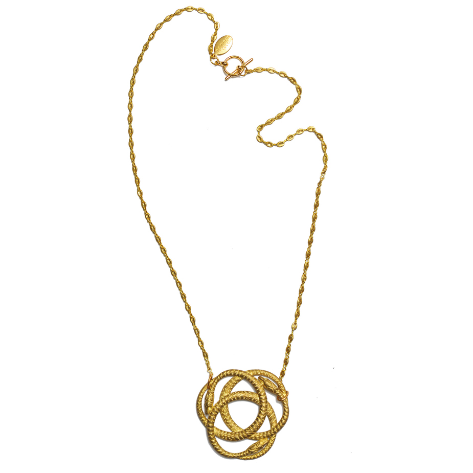 We Dream In Colour Brass Snake Knot Necklace