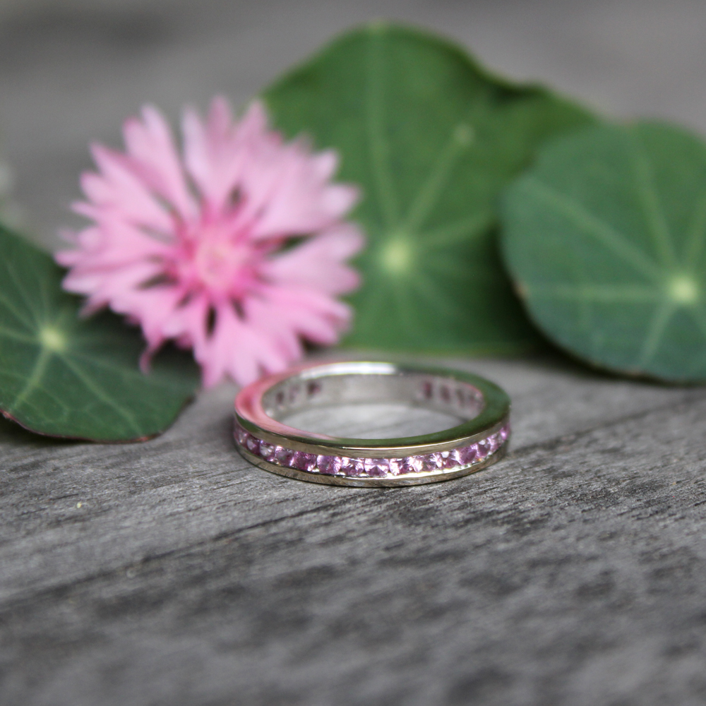 18K White Gold Pink Sapphire Eternity Band