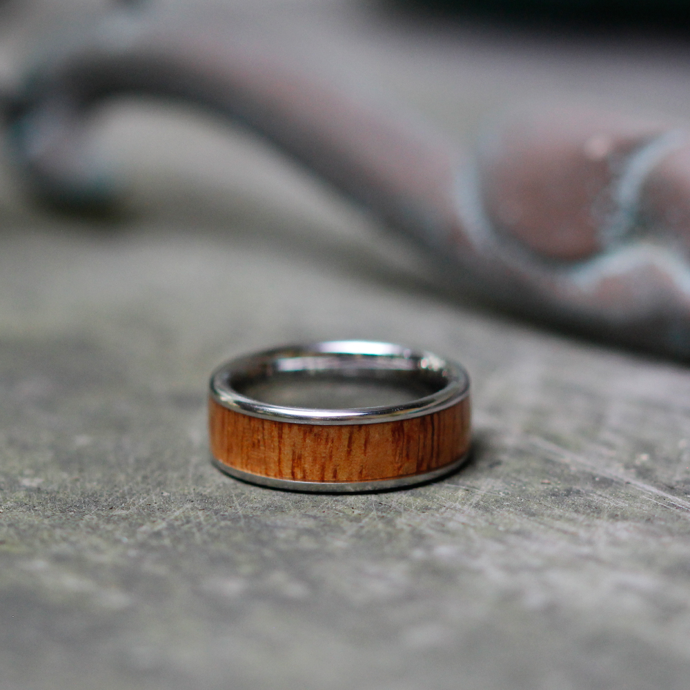 Vitalium Ring with Mango Wood Inlay