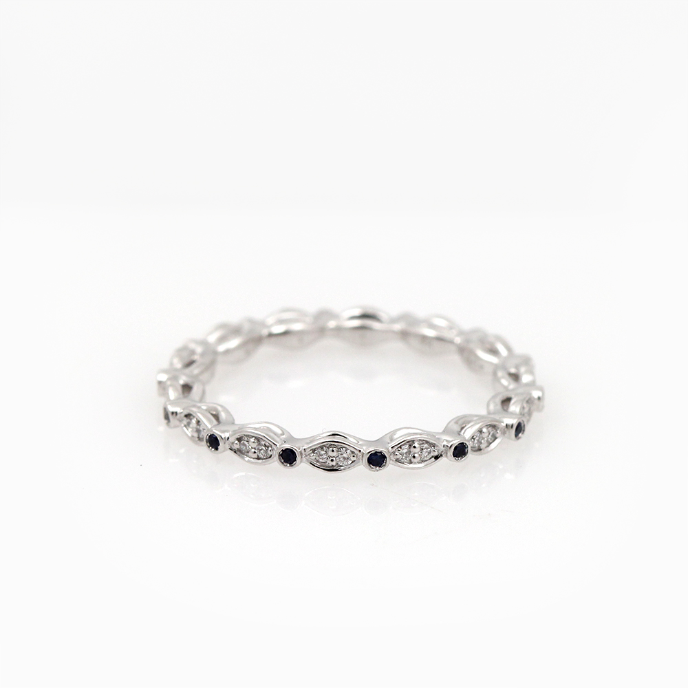 A. Jaffe Seasons of Love 18K Palladium White Gold Diamond and Sapphire Eternity Band