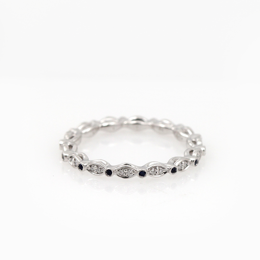 A. Jaffe Seasons of Love 18K Palladium White Gold Diamond and Sapphire Eternity Band