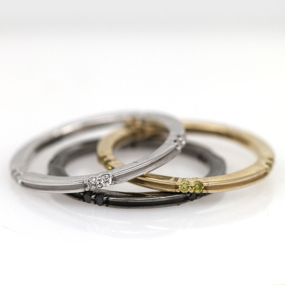 Arte*Vitta 14K Yellow Gold and Diamond Stacking Ring