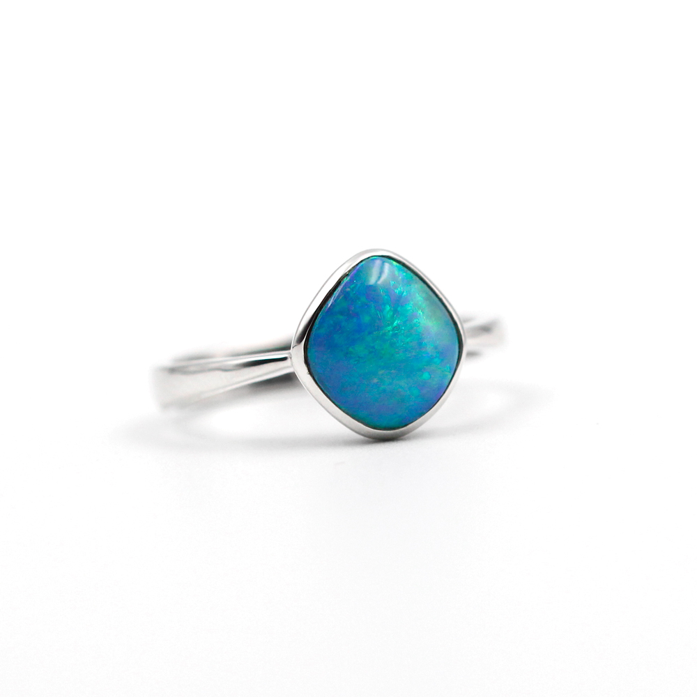 White Gold Opal Doublet Ring