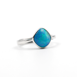 White Gold Opal Doublet Ring