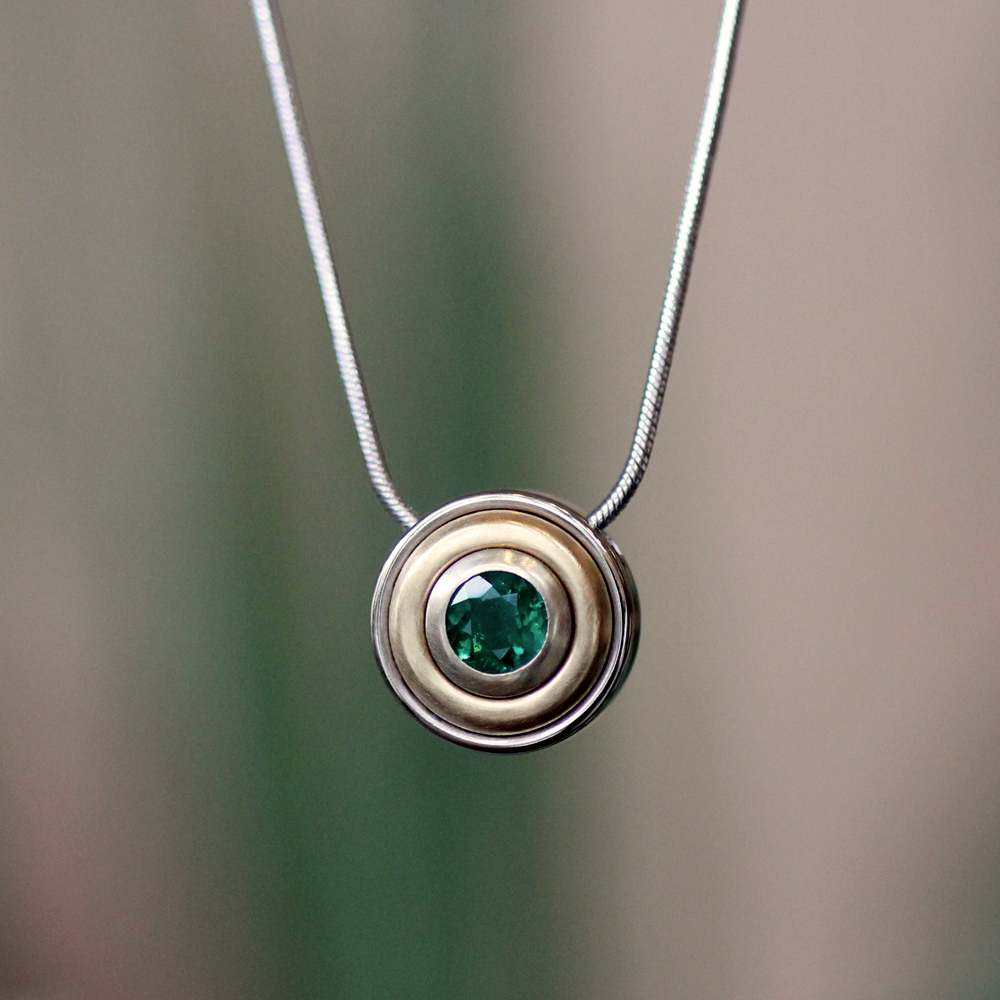 Two Tone Emerald Slide Necklace