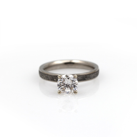 Chris Ploof Palladium and 14K White Gold Meteorite Solitaire (Unset)