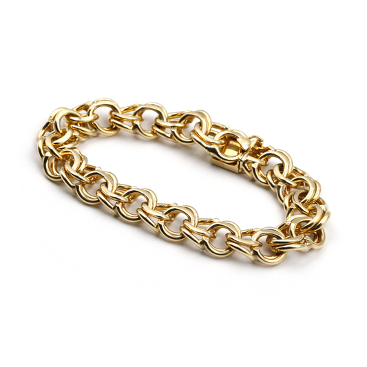 Mod 14K Yellow Gold Double Link Bracelet