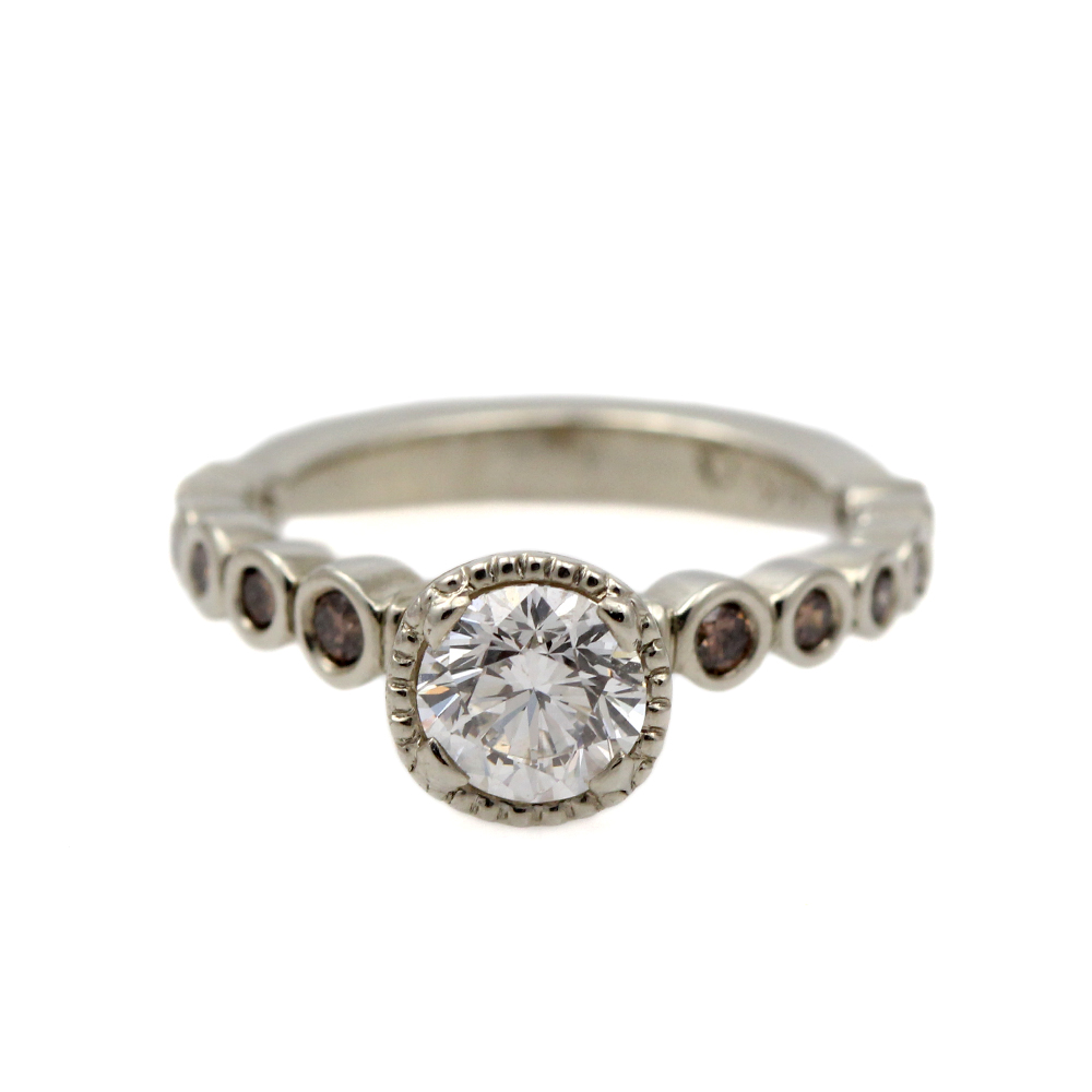 White & Cognac Diamond Ring