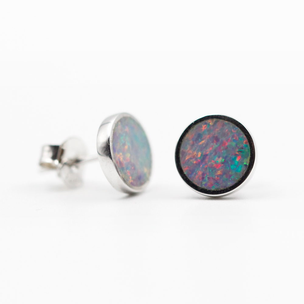 Sterling Silver Opal Doublet Earrings